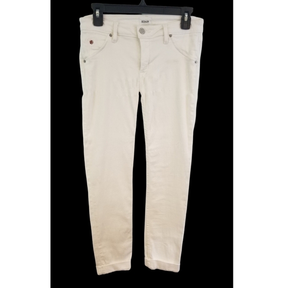 Hudson Size 27 Bacara Crop Straight Cuffed Off White Jeans - Picture 1 of 8